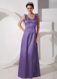 Great Purple Long Straps Beaded Prom Dress for Formal Evening