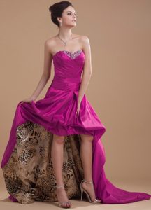 Sexy Fuchsia High-low Sweetheart Prom Dress with Beading and Pick-ups