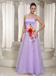 Beaded Lavender Senior Prom Dresses in Organza