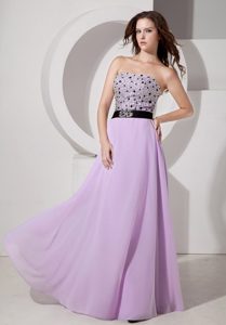 Luxurious Lavender Empire Strapless Long Prom Gown with Beading