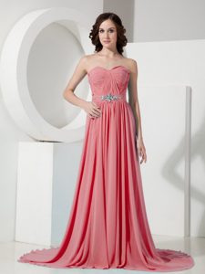 Formal Watermelon Red Sweetheart Prom Dresses with Beading