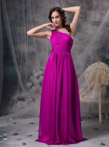 Fuchsia Empire One Shoulder Prom Dress for Short Girls on Sale