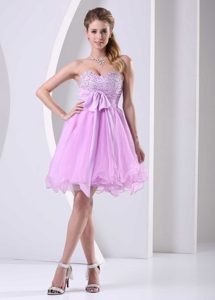 Baby Pink Sweetheart Beaded Chiffon and Organza Prom Gowns with Sash