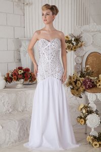 White Mermaid Sweetheart Prom Dress for Summer with Beading