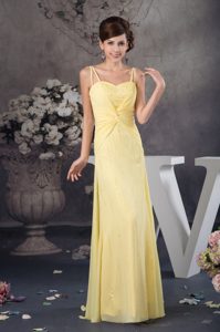 Best Seller Beaded and Ruched Light Yellow Prom Holiday Dress for Summer