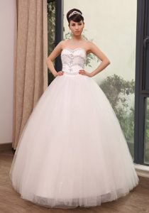 Perfect Sweetheart Tulle Long Wedding Gown Dresses with Beading