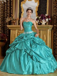 Teal Strapless Beading 2013 Sweet Sixteen Quinceanera Dresses