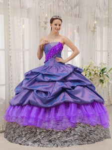 Pretty Zebra Printing for Exclusive Beading 2013 Quinceanera Dress Gowns
