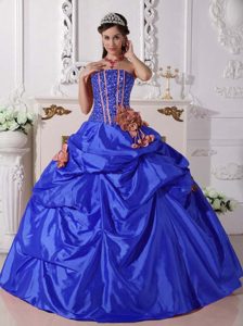Ball Gown Strapless Beading and Flowers Sweet Sixteen Dresses in