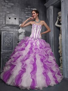 Sweet Sweetheart and Organza Appliques Colorful Quinceanera Dress