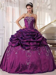 2013 Fabulous Eggplant Purple Sweet 16 Dresses with Embroidery and Pick-ups