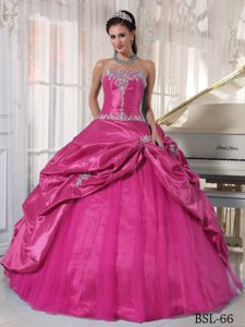 Sweet Strapless Long Summer Quinceanera Gown Dresses in Hot Pink