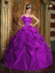 Wonderful Purple Strapless Long Quinceanera Gowns for Fall