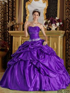 Sweet Long Purple Quince Dress with Beading and Lace-up Back