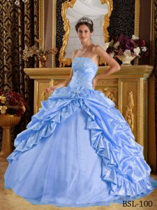 Luxurious and Tulle Beaded Long Quinceanera Dresses in Baby Blue