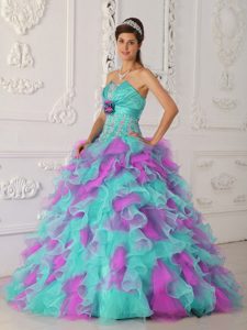 2013 Memorable Multi-color Appliqued Quinceanera Gown Dresses with Flower