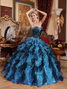 Inexpensive Multi-Color Sweetheart Quinceanera Dresses with Beading and Ruffles