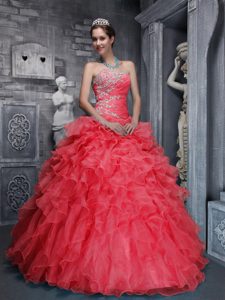 Iconic Sweetheart and Organza Quinces Gown with Beading and Appliques