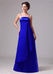 Spaghetti Straps Long Royal Blue Empire Prom Dress for Formal Evening