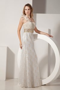 Discount White One Shoulder Prom Gown Attire in and Lace