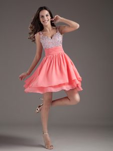 A-line Straps Low Price Short White Mini-length Prom Outfits with Beading