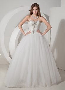 Sweetheart and Organza Beaded Memorable Long Dresses for Brides