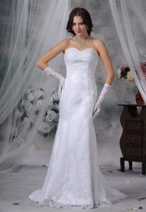 Popular Mermaid Sweetheart Wedding Dress with Brush Train on Wholesale Price
