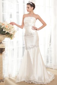 Exclusive Mermaid Strapless Beaded Wedding Dresses with Court Train