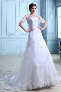 Beautiful Lace 2015 Wedding Bridal Dress with Court Train