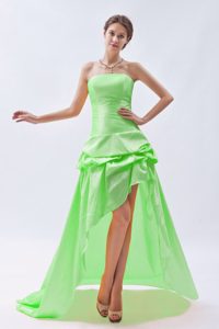 Spring Green Strapless High-low Prom Graduation Dress in with Pick-ups