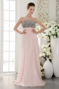 Pink Empire Beaded Sweetheart Prom Long Dresses for Graduation