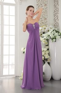 Lavender Empire Sweetheart Graduation Long Dresses with Beading