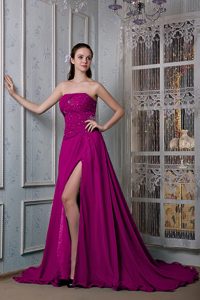 Remarkable Fuchsia A-line Strapless Graduation Dresses in Elastic Woven Satin 