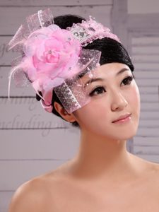 Palace Princess Korean Headdress Flower Net With Pearls and Feather