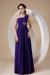 Purple One Shoulder Ruched and Beaded Holiday Dress Patterns