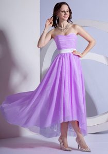 Cheap Lavender Chiffon High-low Summer Holiday Dresses with Sweetheart