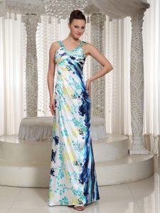 V-neck Printing Multi-colored Beaded Company Holiday Dress for formal Evening