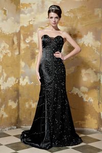 Sweetheart Brush Black Sequins High Quality Holiday Dress Style