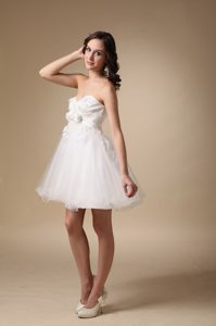 Best White A-line Sweetheart Flowers Homecoming Dresses for High School