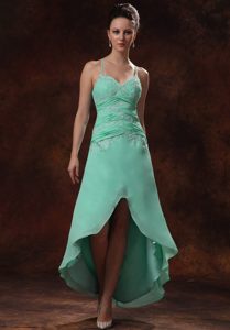 Beautiful Apple Green High-low Spaghetti Homecoming Dresses for Juniors