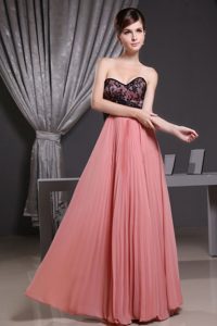 Discount Watermelon and Black Chiffon Homecoming Court Dress with Pleats