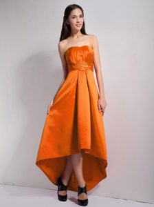 Special Orange A-line High-low Satin Evening Homecoming Dress under 150