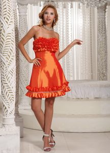 Memorable Orange Lace-up Short Homecoming Dresses with Flowers
