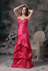 Hot Pink Sweetheart Long Homecoming Queen Dress with Pick-ups