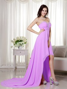 Empire Sweetheart Hi-lo Chiffon Lavender Homecoming Princess Dress with Ruches