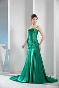 Green One Shoulder Homecoming Dresses for Prom with Ruching