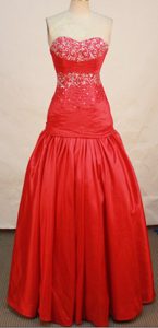 Beautiful A-line Sweetheart Red Prom Dresses with Beading on Wholesale Price