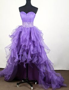 Popular A-line Sweetheart Knee-length High-low Prom Dress with Ruffled Layers