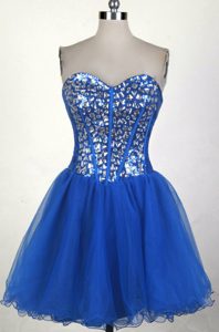 Sweet Short Sweetheart Mini-length Royal Blue Prom Dress with Beading in 2014