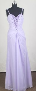 Affordable Empire Straps Lilac Prom Dress for Girls with Beading on Promotion